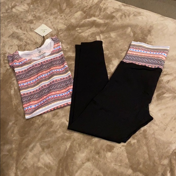 NIKI BIKI SPORT Pants - multi line muscle tank with matching rib legging